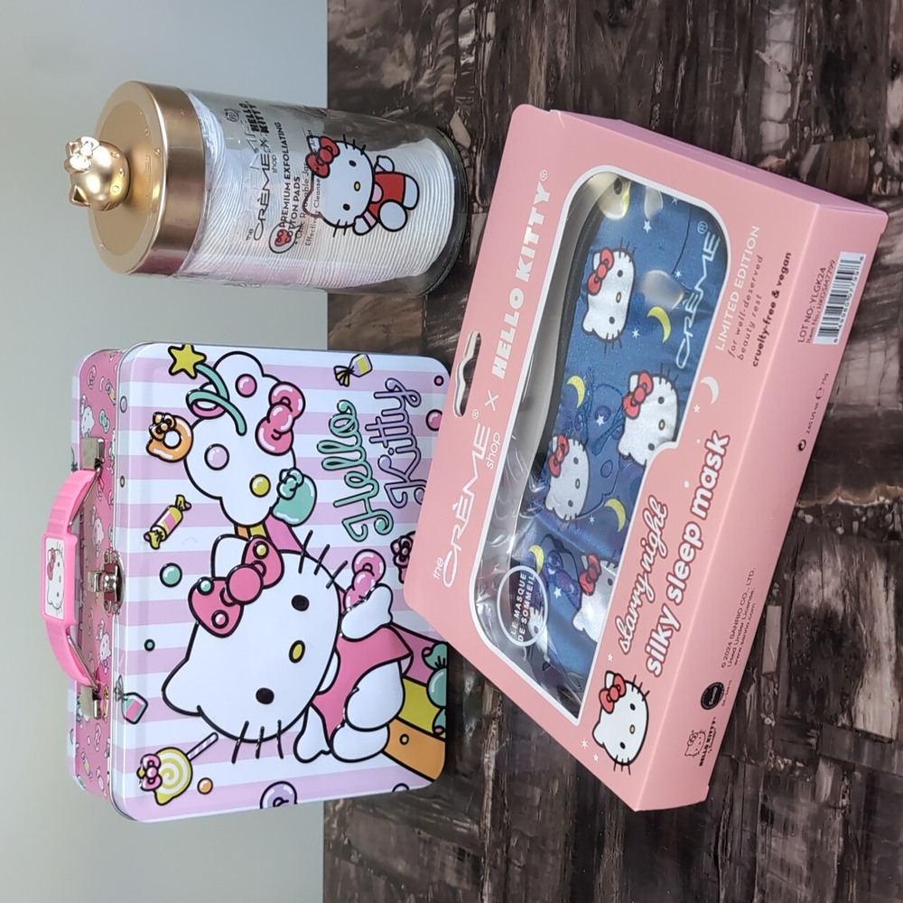 Hello Kitty Beauty Accessories Bundle (Tin Container, Eye Mask & Cotton Pads)